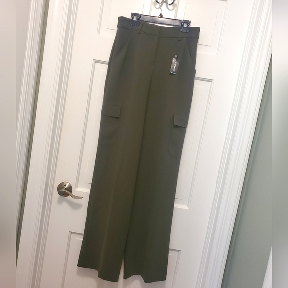 NWT Express Army Green High-Rise Trouser Pants Size 2Long Ret. $98.00 - Picture 2 of 13